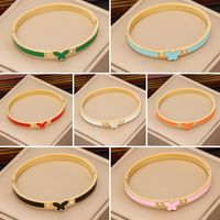 1 Piece Fashion Butterfly Stainless Steel Enamel Inlay Zircon Bangle main image 1
