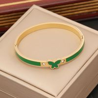 1 Piece Fashion Butterfly Stainless Steel Enamel Inlay Zircon Bangle main image 9