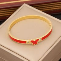 1 Piece Fashion Butterfly Stainless Steel Enamel Inlay Zircon Bangle main image 8