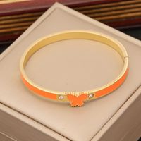 1 Piece Fashion Butterfly Stainless Steel Enamel Inlay Zircon Bangle main image 7