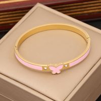 1 Piece Fashion Butterfly Stainless Steel Enamel Inlay Zircon Bangle main image 4