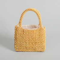 Women's Small Maple Color Block Vintage Style Square Open Straw Bag sku image 2