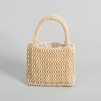 Women's Small Maple Color Block Vintage Style Square Open Straw Bag sku image 1