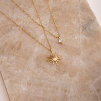 201 Stainless Steel 304 Stainless Steel Glass Simple Style Inlay Star Zircon Layered Necklaces main image 5
