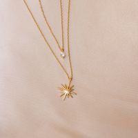 201 Stainless Steel 304 Stainless Steel Glass Simple Style Inlay Star Zircon Layered Necklaces main image 2