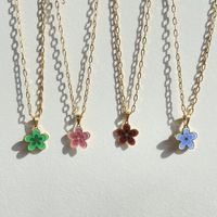 Wholesale Casual Classic Style Flower Titanium Steel Enamel Plating Gold Plated Pendant Necklace main image 1