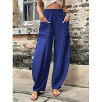 Women's Street Casual Solid Color Full Length Pocket Patchwork Casual Pants main image 5