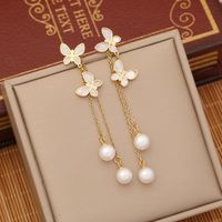 1 Piece Fashion Butterfly Stainless Steel Plating Inlay Pearl Shell Zircon Bracelets Earrings Necklace main image 5