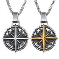 Retro Compass Star Titanium Steel Polishing Men's Pendant Necklace main image 5