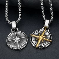 Retro Kompass Stern Titan Stahl Polieren Männer Halskette Mit Anhänger main image 3