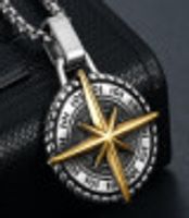 Retro Kompass Stern Titan Stahl Polieren Männer Halskette Mit Anhänger sku image 2