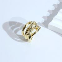 Einfacher Stil C-form Linien Kupfer 18 Karat Vergoldet Offener Ring In Masse main image 7