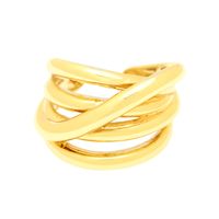 Simple Style C Shape Lines Copper 18k Gold Plated Open Ring In Bulk main image 3