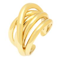 Simple Style C Shape Lines Copper 18k Gold Plated Open Ring In Bulk main image 5