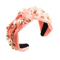Heming Headband European And American Fashion New Style Wide Edge Nail Large And Small Pearls Headband Korean Style Knotted Temperament Hair Pressing Ornament main image 4