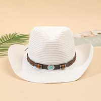 Unisex Vacation Solid Color Braid Wide Eaves Straw Hat sku image 23