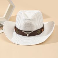 Unisex Vacation Solid Color Braid Wide Eaves Straw Hat sku image 15