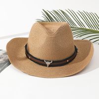 Unisex Vacation Solid Color Braid Wide Eaves Straw Hat sku image 36