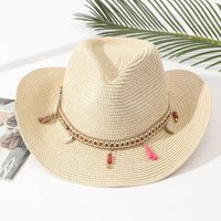 Unisex Vacation Solid Color Braid Wide Eaves Straw Hat sku image 12