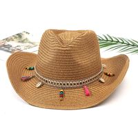 Unisex Vacation Solid Color Braid Wide Eaves Straw Hat sku image 13