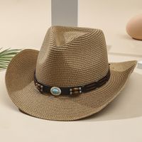 Unisex Vacation Solid Color Braid Wide Eaves Straw Hat sku image 25