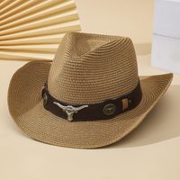 Unisex Vacation Solid Color Braid Wide Eaves Straw Hat sku image 17
