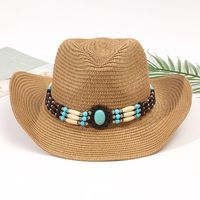 Unisex Vacation Solid Color Braid Wide Eaves Straw Hat sku image 28