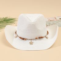 Unisex Vacation Solid Color Braid Wide Eaves Straw Hat sku image 18