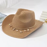 Unisex Vacation Solid Color Braid Wide Eaves Straw Hat sku image 29