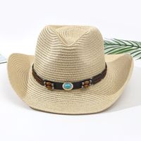 Unisex Vacation Solid Color Braid Wide Eaves Straw Hat sku image 24