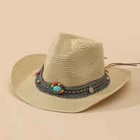 Unisex Vacation Solid Color Braid Wide Eaves Straw Hat sku image 31