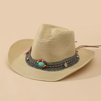 Unisex Vacation Solid Color Braid Wide Eaves Straw Hat sku image 58