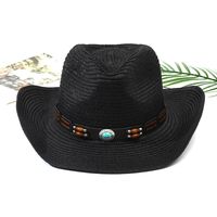 Unisex Vacation Solid Color Braid Wide Eaves Straw Hat sku image 26