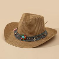 Unisex Vacation Solid Color Braid Wide Eaves Straw Hat sku image 32