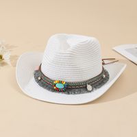 Unisex Vacation Solid Color Braid Wide Eaves Straw Hat sku image 30