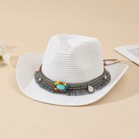 Unisex Vacation Solid Color Braid Wide Eaves Straw Hat sku image 57