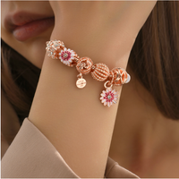 1 Piece Fashion Simple Style Flower Alloy Steel Inlay Rhinestones Women's Bracelets main image 4