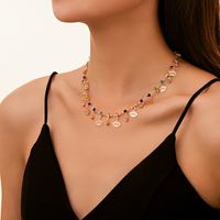 1 Piece Fashion Leaves Heart Shape Butterfly Copper Rhinestone Enamel Pearl Necklace sku image 2