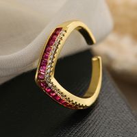1 Stück Mode Herzform Kupfer Überzug Inlay Zirkon Offener Ring sku image 3