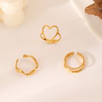 Fashion Heart Shape Stainless Steel Plating Open Ring main image 2