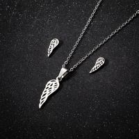 1 Set Fashion Wings Stainless Steel Titanium Steel Plating Earrings Necklace main image 5