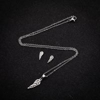 1 Set Fashion Wings Stainless Steel Titanium Steel Plating Earrings Necklace main image 2