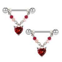 1 Piece Fashion Heart Shape Spider Stainless Steel Copper Plating Zircon Nipple Ring main image 5