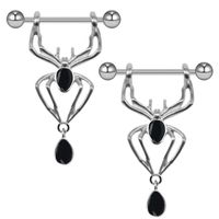 1 Piece Fashion Heart Shape Spider Stainless Steel Copper Plating Zircon Nipple Ring sku image 3