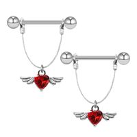 1 Piece Fashion Heart Shape Spider Stainless Steel Copper Plating Zircon Nipple Ring main image 6