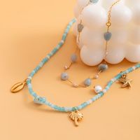 Wholesale Jewelry Bohemian Star Leaves Shell Alloy Iron Beaded Pearl Necklace main image 4
