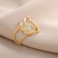 1 Piece Fashion Geometric Star Copper Inlaid Zircon Ear Clips sku image 1