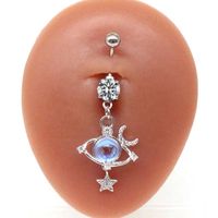 1 Piece Sexy Star Moon Planet Stainless Steel Plating Zircon Belly Ring main image 5