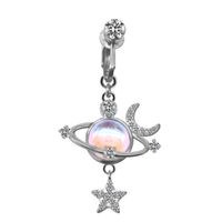 1 Piece Sexy Star Moon Planet Stainless Steel Plating Zircon Belly Ring main image 4