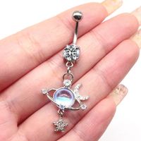 1 Piece Sexy Star Moon Planet Stainless Steel Plating Zircon Belly Ring main image 3